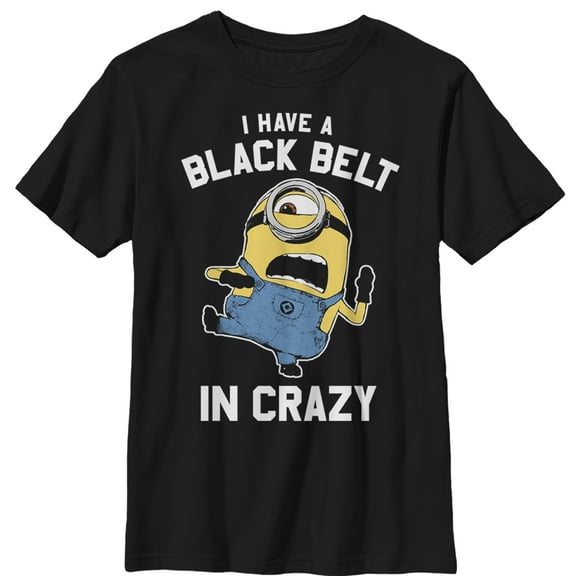 Boy's Despicable Me Minion Belt in Crazy Graphic Tee Black X Small