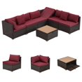thumbnail image 6 of U-HOMY 7-Piece Patio Sectional Sofa Set with Cushions and Adjustable Backrest, Wicker Rattan Outdoor Furniture for Backyard, 6 of 8