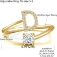 thumbnail image 2 of GHSDFBB Initial Letter Ring for Women Girls Gold Stackable Alphabet Rings with Initial Adjustable Crystal Inlaid Initial Rings Bridesmaid Gift, 2 of 6