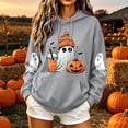 thumbnail image 2 of AGWOLF Halloween Sweatshirts Women Cute Ghost Graphic Pullover Hoodies Stretch Going Out Long Sleeve Sweater Tops Halloween Costumes Gray XL, 2 of 7