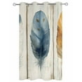 thumbnail image 2 of nqOlkjepod Outdoor Curtains for Patio Waterproof, Blue Brown Feathers Outdoor Privacy Panels Grommet, Vintage Boho Ombre Wood Grain Blackout Outside Curtains for Porch/Cabana 54"x84", 1 Panel, 2 of 8