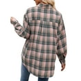 thumbnail image 4 of MOSHU Flannel Shirts for Women Casual Plaid Womens Tops Long Sleeve Button Down Shirts Curved Hem Blouses, 4 of 6