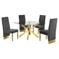 thumbnail image 1 of Square 47" x 47" Clear Glass 5pc Dining Set with Gold Stainless Steel, 1 of 4