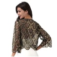 thumbnail image 2 of DPOIS Womens Long Sleeve Sequin Lace Shrug Scallop Hem Open Front Bolero Cardigan, 2 of 3