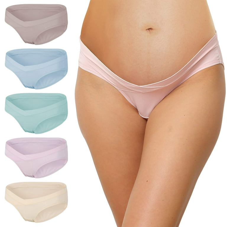 INNERSY Women's Maternity Panties Under the Bump Cotton Postpartum  Underwear 5-Pack (XL, Brights)