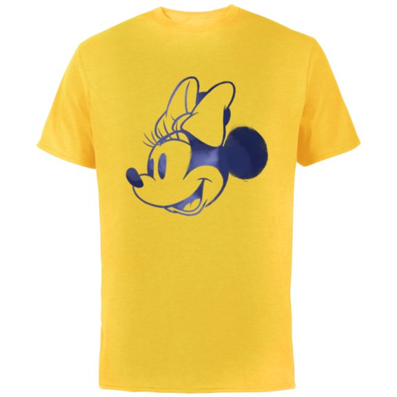 Disney Minnie Mouse Head Retro Vintage Classic - Short Sleeve Cotton T-Shirt for Adults - Customized-Yellow