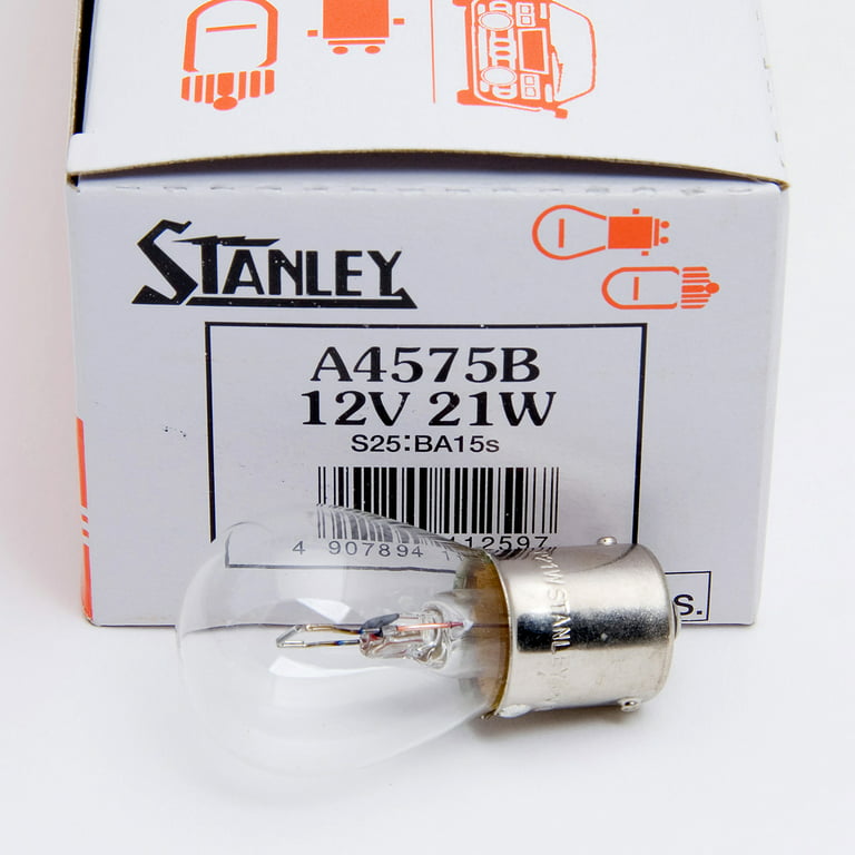 Stanley A4575B 12V 21W S25 BA15S Clear Auto Bulb, Quantity=1 Bulb