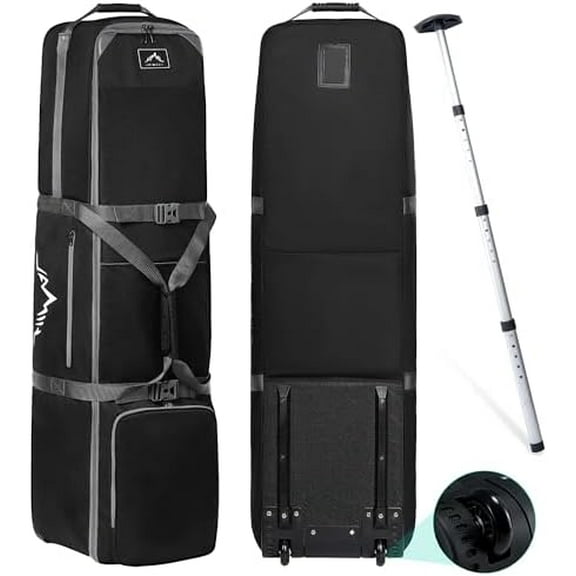Golf Travel Bag with Adjustable Support Rod, 900D Heavy Duty Oxford Fabric Golf Travel Case for Airlines with Wheels