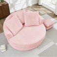thumbnail image 3 of NkurdSu 61" Oversized Boneless Round Chair, Indoor Deep Seat Cloud Chaise Lounge with 5 Pillows, No Assembly Accent Barrel Chair for Living Room, Bedroom, Pink Corduroy, 3 of 6