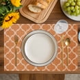 thumbnail image 4 of Orange Morocco Placemats Set of 4, Farmhouse Ethnic Geometric Grid Aesthetic Placemats for Dining Table, Place Mats for Kitchen Tabletop, Waterproof Wipeable Dining Table Mats Set, 4 of 9