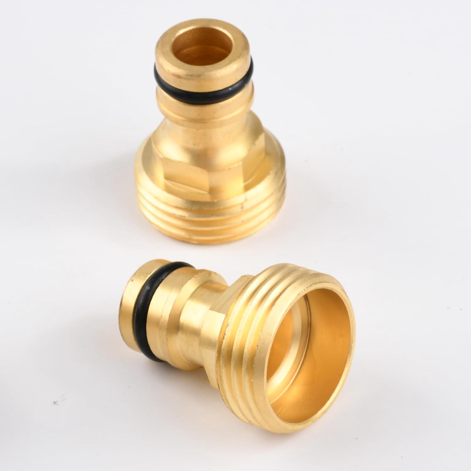 MKEUDQ-Brass Quick Connect Coupling Set with 3/4" GHT Thread, 1 Female Coupling + 2 Tool Adaptors, Solid Brass Water Hose Quick Connect Fittings, Easy Connect & Disconnect, Leak-Resistant Garden Hose