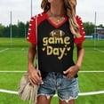 thumbnail image 3 of Uootdi Womens V Neck Tees Game Day Football Print Short Sleeve Shirts Game Days Tailgates Sports Gatherings Blouses Tops Gift, 3 of 6