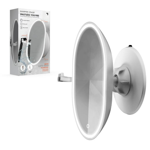 Sharper Miroir de Douche Chauffant Sans Buée avec Support de Rasoir - IPX7 Étanche, Technologie de Défog Rapide, Batterie Rechargeable, Mur Pivotant