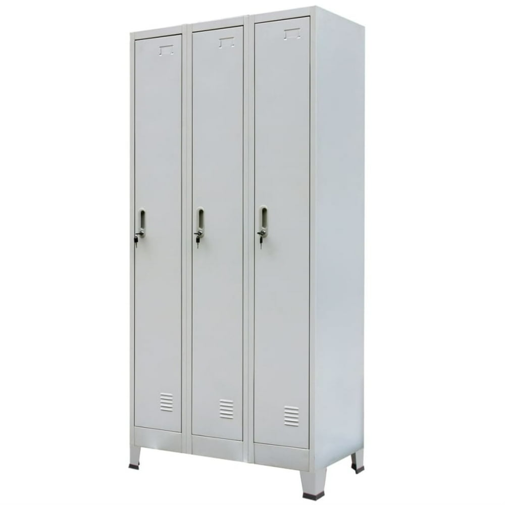 vidaXL Locker with 3 Compartments Steel 35.4"x17.7"x70.9" Gray