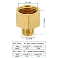 thumbnail image 2 of 1/4 NPT NPT Male x 1/2 NPT NPT Female Brass Pipe Fitting Hex Reducer Adaptor, 2 Pack, 2 of 5