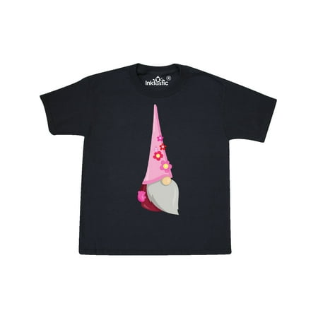

Inktastic Cute Gnome Gnome With Pink Hat Pink Flowers Youth T-Shirt