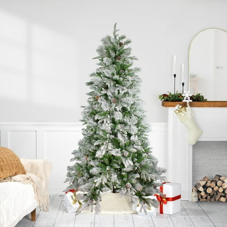 Northlight Real Touch™️Medium Flocked Rosemary Emerald Angel Pine Artificial Christmas Tree - 6.5' -