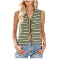 thumbnail image 2 of Htigea Clearanc Women Sleeveless Tie Front Tank Top Solid Slim Fit Causal Lace Up Vest Top Summer Y2K Bow Tie Going Out Top under 10 dollars Army Green,M, 2 of 6