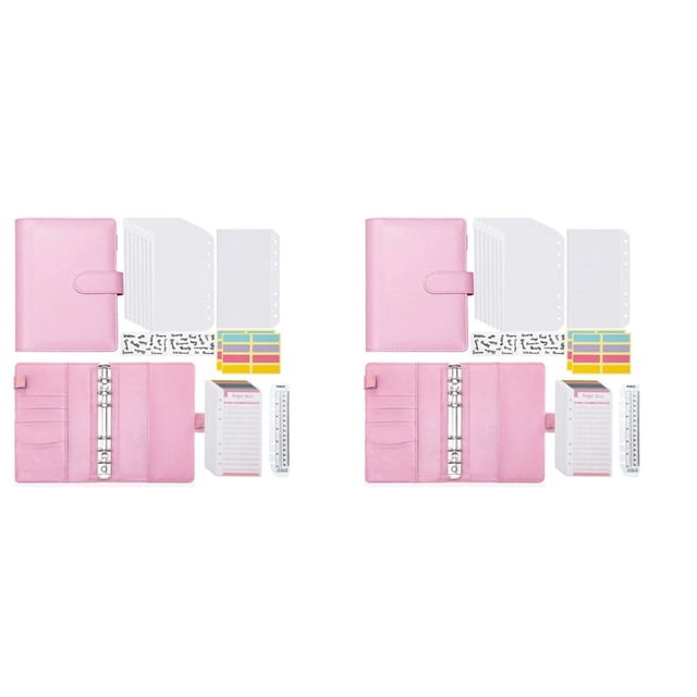 2X Carpeta de Presupuesto A6 con Sobres con Cremallera, Planificador de Presupuesto, Libro, Organizador de Ahorro de Dinero, Sobres de Efectivo para Presupuestos, Color Rosado