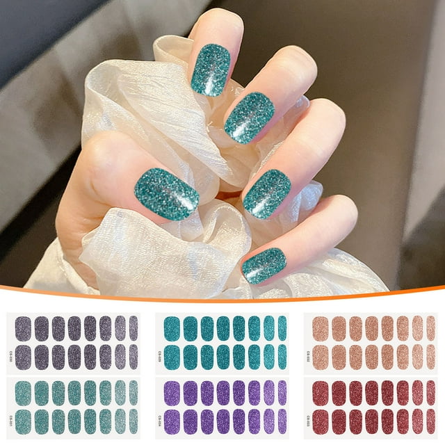 Fiudx Pegatinas Brillantes para Uñas, 16 Diseños Pequeños de Colores Sólidos, Autoadhesivas, Fáciles de Aplicar, Duraderas, Versátiles para Uñas, Fundas de Teléfono, Portátiles, Fiestas, Bodas, Uso D