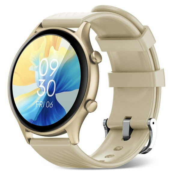 WalkerFit Smart Watches - Make/Answer, 1.39 Inch Waterproof Fitness Watch with Gold Band