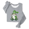 thumbnail image 5 of St. Patrick's Day Hoodie for Women Graphic Gnome Shamrock Print Crewneck Long Sleeve Soft Warm Fleece Lining Festive Holiday Gift Pullover, 5 of 5