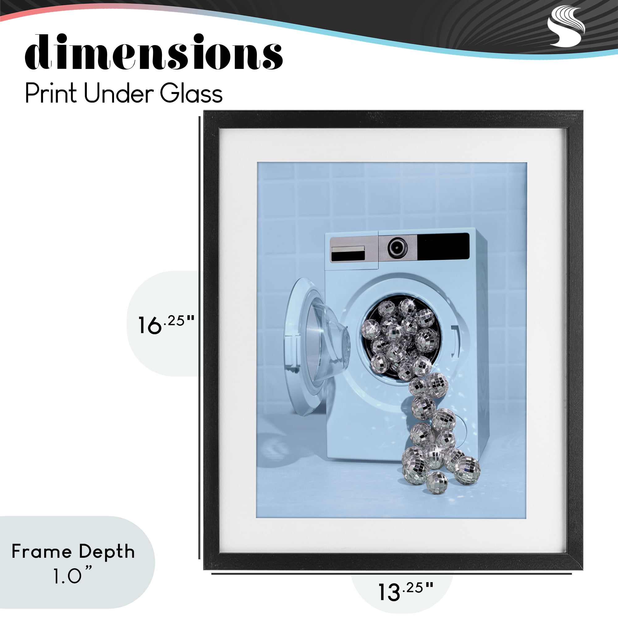 Stupell Industries Disco Laundry Machine over Blue Black Framed Print Under Glass, design by LISH Creative