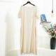 thumbnail image 4 of Casual Mujer Algodón Vestido largo Manga corta O-cuello Sólido Split Boho Midi Vestido Beige / CACAGOO Vestido, 4 of 7