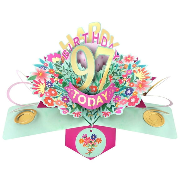 Happy 97th Birthday 97 Today Pop-Up Greeting Card Love Kate's Pop Up Cards Her