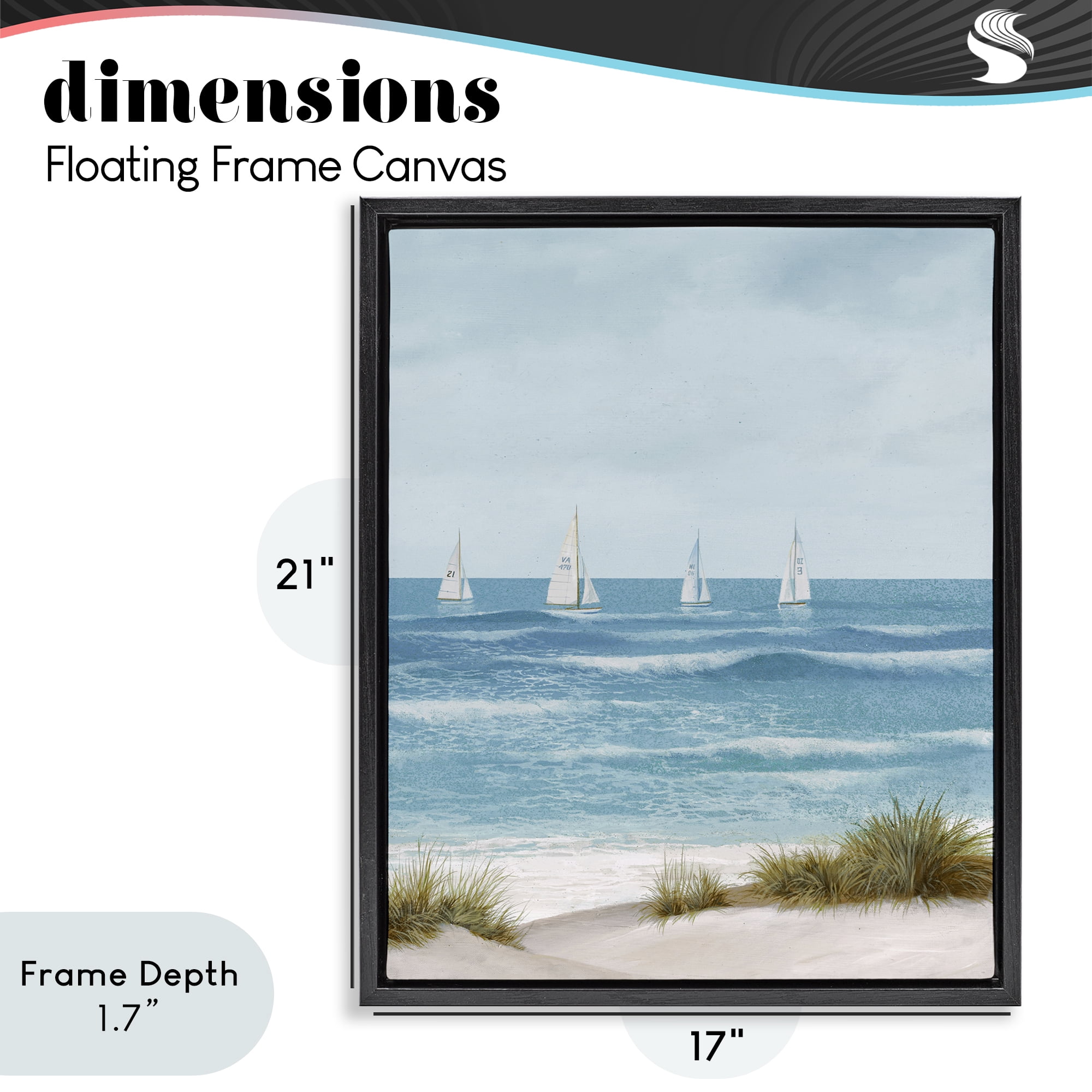 Stupell Industries Boats Sailing Away Black Framed Floater Canvas Wall Art, design by Lorenzo Collective