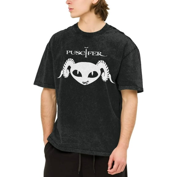 Men's Puscifers T-Shirt Washed Vintage Loose Short Sleeve Tee Top 646