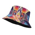 thumbnail image 1 of Chapeau de Seau pour la Protection Solaire Chapeau de Pêcheur pour l'Été Rétro Graffiti Chapeau de Seau Réversible pour les Hommes Femmes Pêcheur à Large Bord, 1 of 5