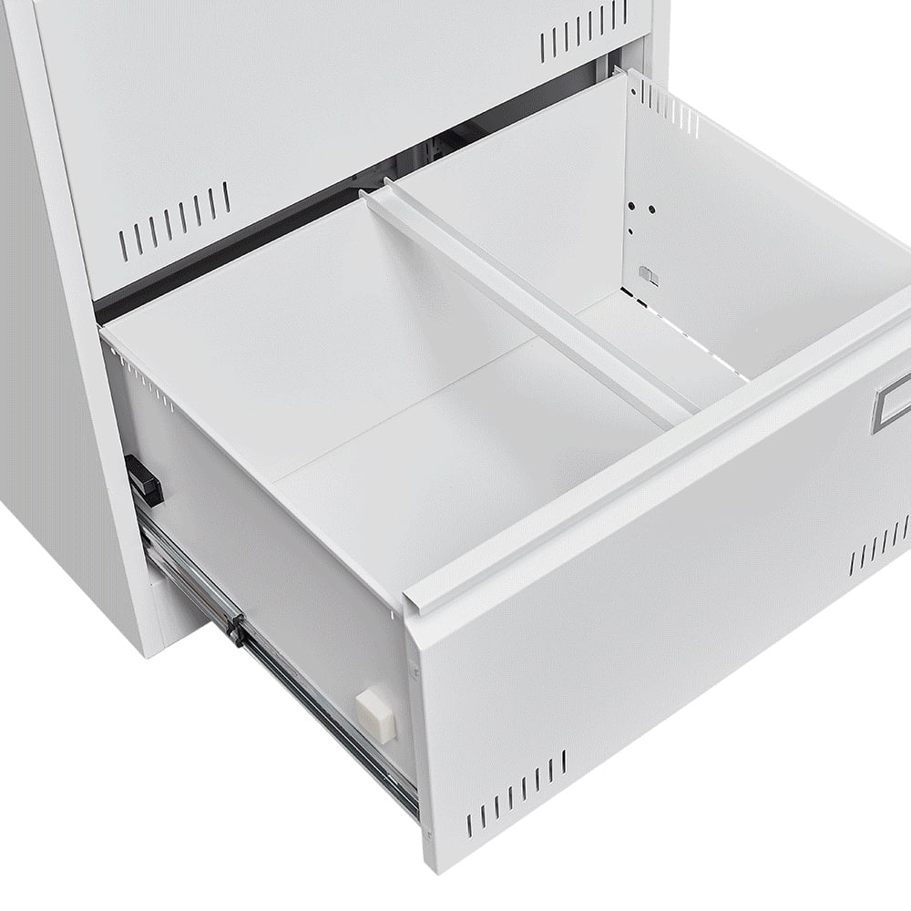 3 Drawer Lateral File Cabinet, Lateral Metal Filing Cabinet with Lock and 2 Foldable Keys, File Cabinet for Home Office, Anti-Tip 3 Storage Drawers for Letter/Legal/A4/F4 Size, White