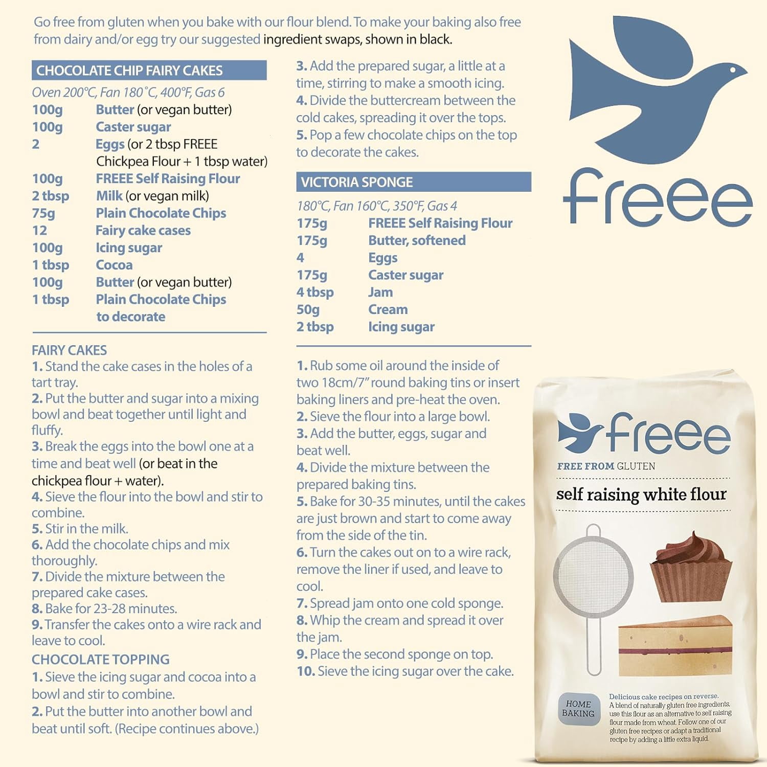 Freee Gluten Free Self Raising White Flour 1kg, Imported from Britain