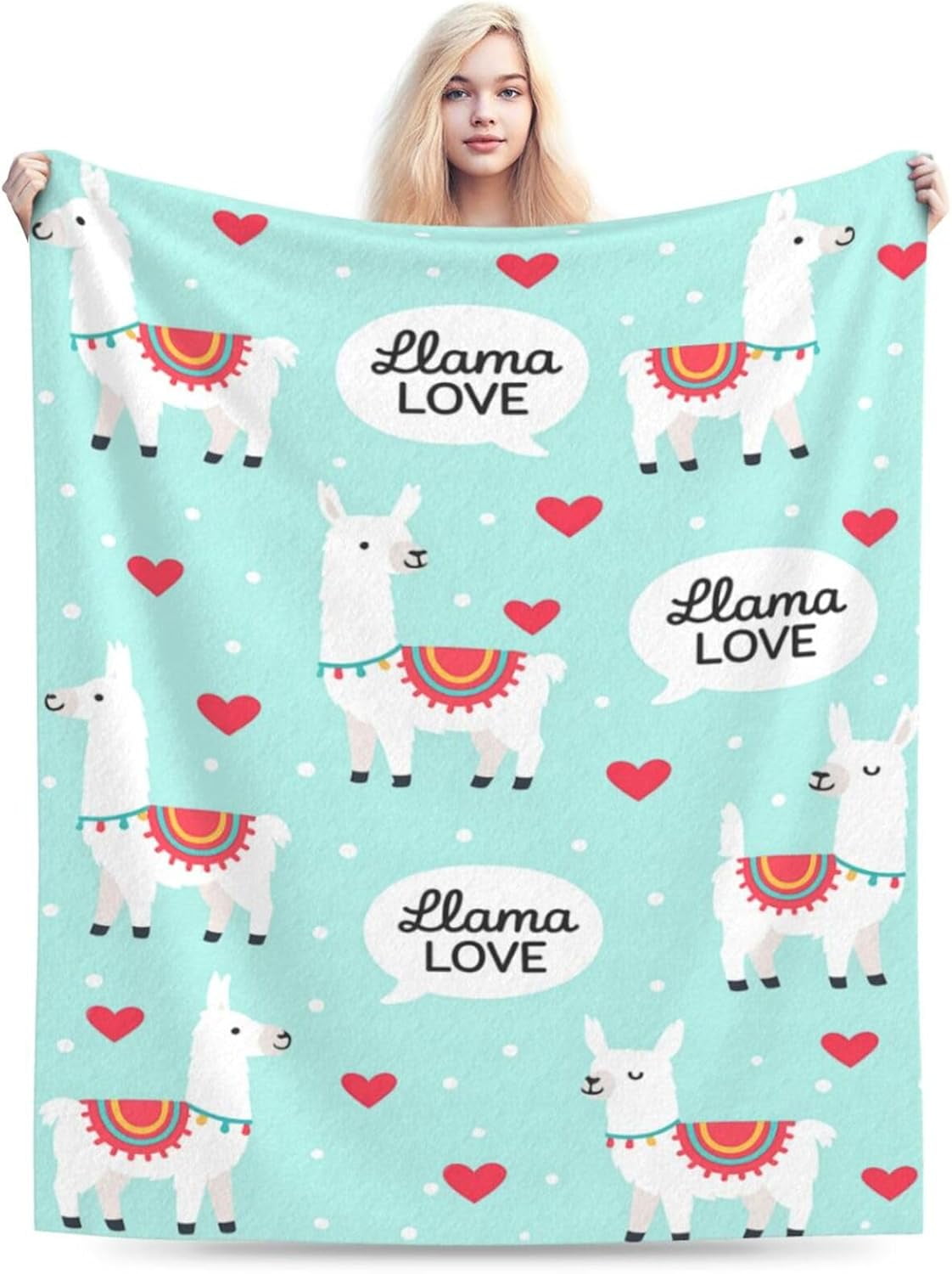 Llama Alpaca Blanket Cute Llamas Blanket Alpaca Gifts for Women Women Soft Cozy Flannel Fleece Fuzzy Stuffed Plush Bedding Decor for Users Adults Couch Sofa 50 x 60 Inch