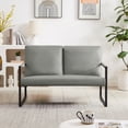 thumbnail image 2 of Seizeen PU Leather 2-Seater Sofa, Modern Accent Loveseat Sofa Chair with Metal Frame, Home Upholstered Comfy Arm Sofa with Padded Back and Seat, for Living Room, Bedroom, Lounge, Gray, L0440, 2 of 8