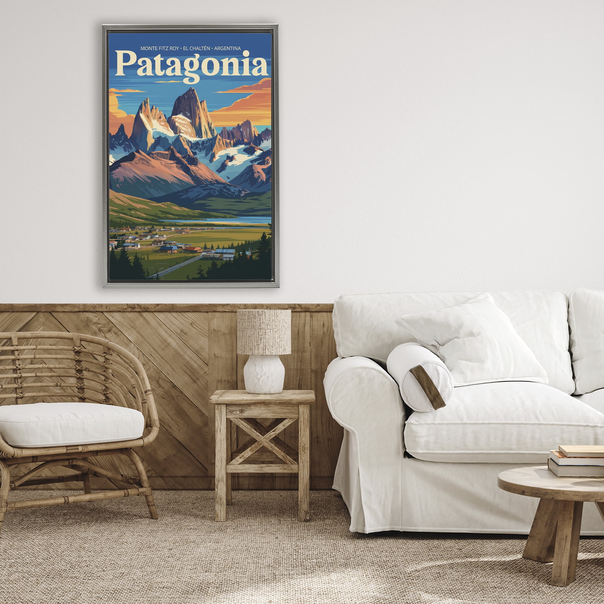 Stupell Industries Patagonia Valley Landscape Gray Framed Floater Canvas Wall Art, design by Andreas Magnusson