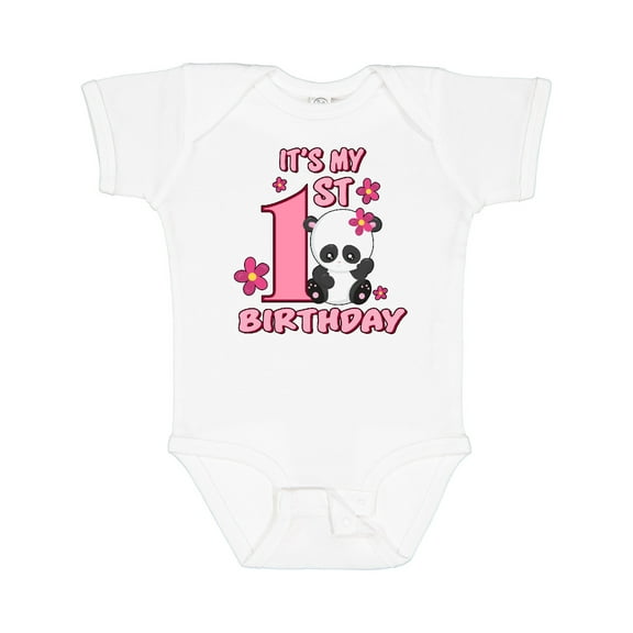 Inktastic It's My First Birthday with Panda Bear Girls Baby Bodysuit