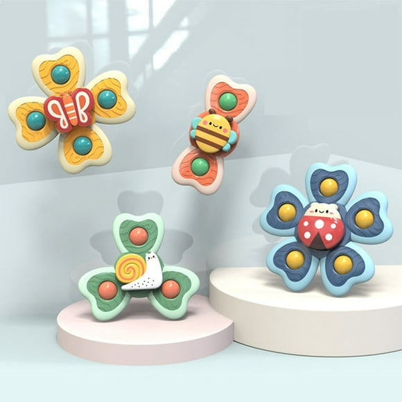 4Pcs Suction Cup Spinner Toy Rotary Colorful Insect Hand Spinning Toy Cute Cartoon Spinning Windmill Toy Improve Fine Motor Skills Sensory Bath Toy for Infants Toddlers