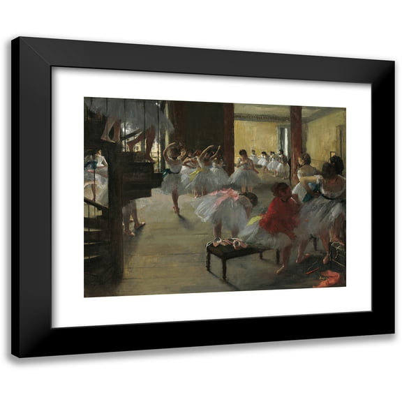 Edgar Degas 14x12 Black Modern Framed Museum Art Print Titled - The Dance Class (C. 1873)
