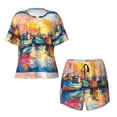thumbnail image 4 of Lsque Colorful Fishing Boats Women's Short-Sleeved Pajama Set - 2 Piece Soft and Lightweight Sleepwear Set-4X-Large, 4 of 9