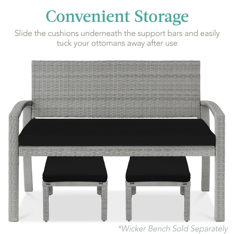 Best Choice Products Wicker Ottoman Set, 2-Piece photo 5