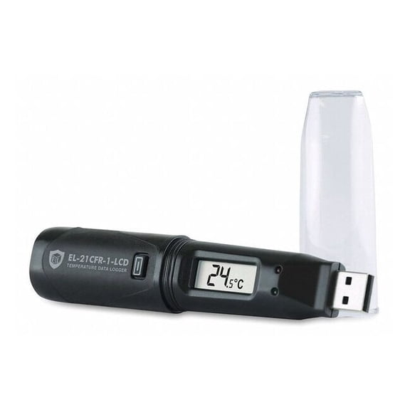 Lascar Temperature Data Logger,4.72" D,0.86" H EL-21CFR-1-LCD