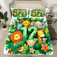 thumbnail image 2 of Castle Fairy Tiger Lion Elephant Giraffe 3pcs Twin Sheet Sets,Cartoon Number Twin Fitted Sheet,Jungle Wildlife Breathable Flat Sheet,Luxury Floral Bedroom Decor, 2 of 7