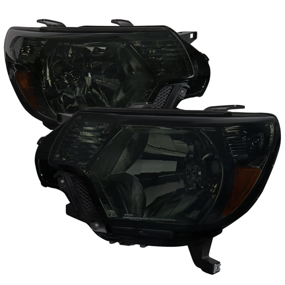 Factory Style Headlights (Chrome Housing/Smoke Lens) Made for and Compatible with 2012-2015 Toyota Tacoma