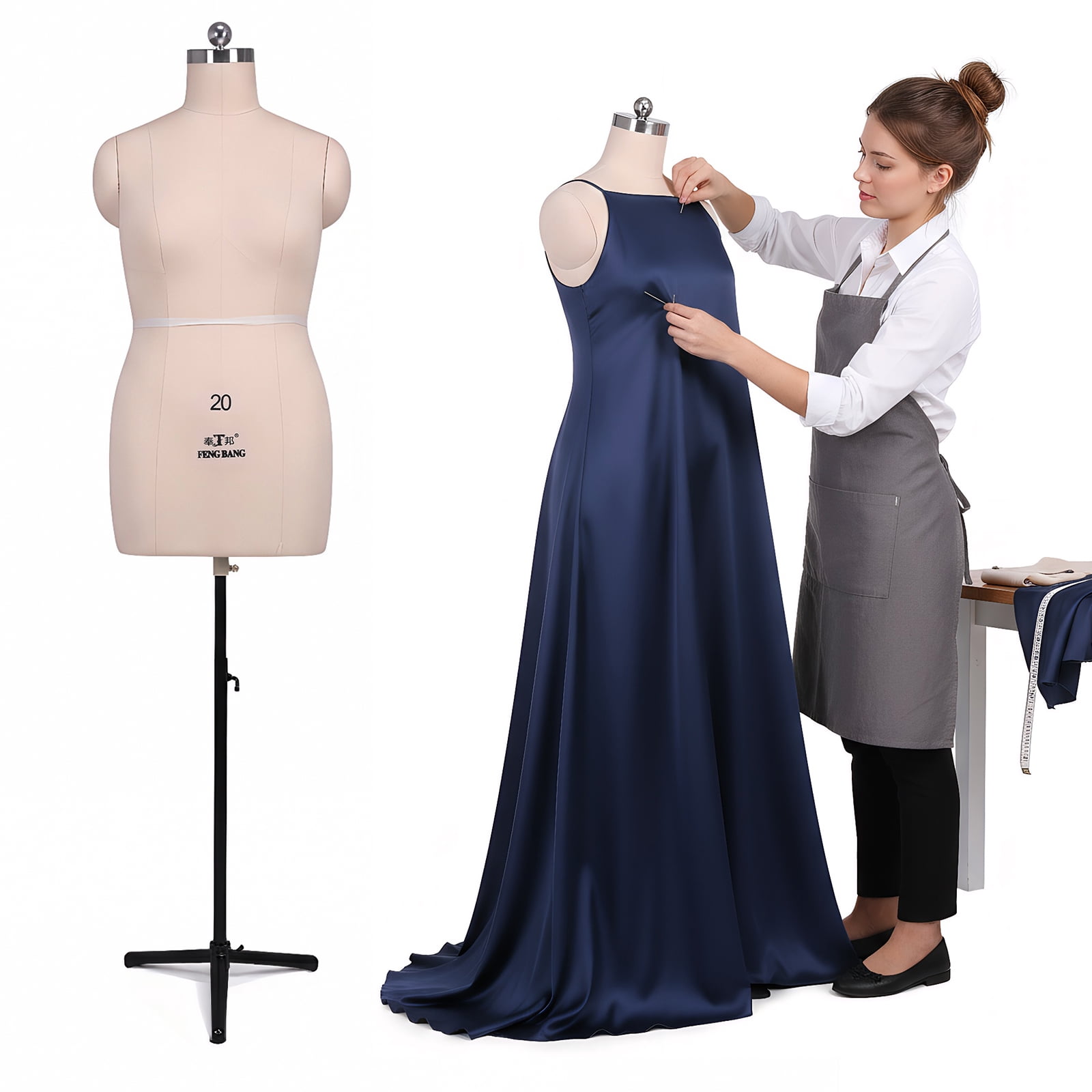 Btidfty Dress Form Height Adjustable Female Half Body Sewing Mannequin with Metal Stand Mannequin Body for Retail Boutique Store