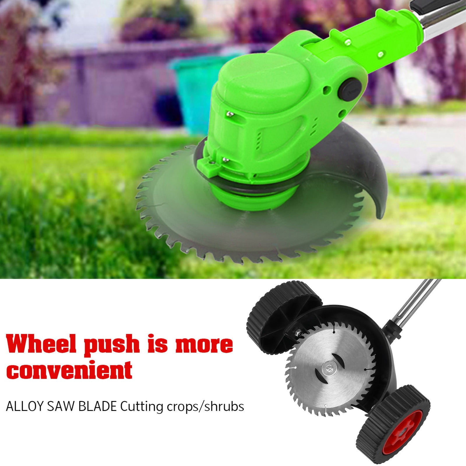 FengErXian Unusual Household Gadgets Foldable String Grass Trimm Er Weed Eater with Wheel, without 24V Lithium- Batteries