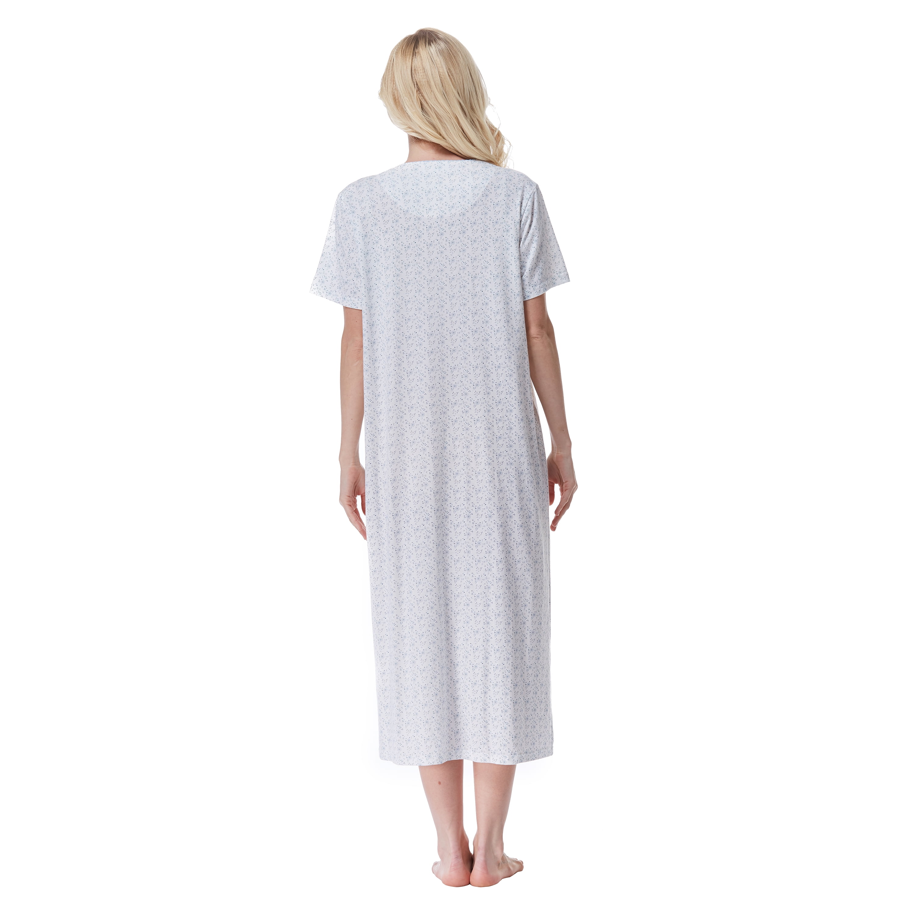 Keyocean Women Nightgown, 100% Cotton Lightweight Short Sleeve Ladies Night  gown, Purple Floral, Medium 