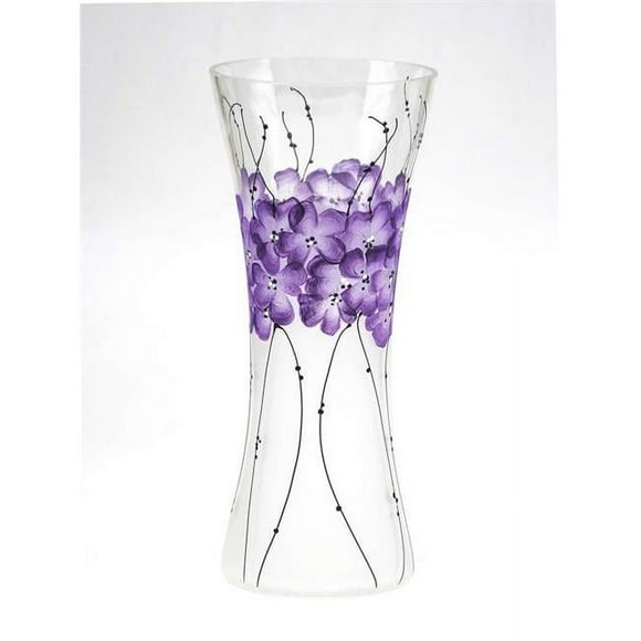 B2 Studio 7756-300-sh241 12 in. Hand Painted Art Glass Table Vase for Flowers, Violet