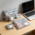 thumbnail image 4 of 6 Pack Clear Mesh Zipper Storage Pouches, Multi Size Transparent Nylon Organizer Bags, Portable Travel Pouch for Electronics Cosmetics Stationery Small Sundries Gray, 4 of 6
